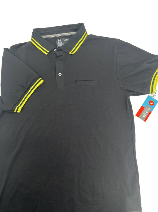 $85 Waimea Men’s Eagle Lake Short Sleeve Polo Shirt- Black/Yellow-Medium-New