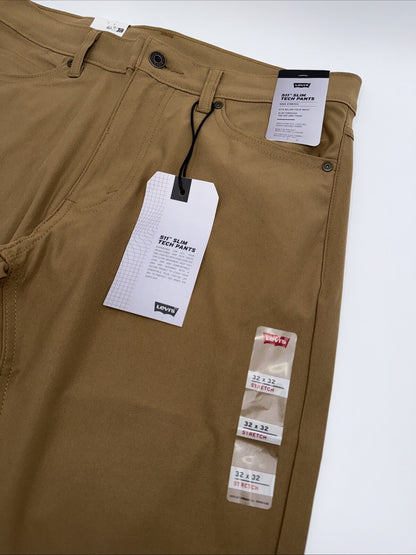 $70 Levi's Men's 511 Slim Tech Pants Stretch A92130010- Tan - 32W 32L - New Tag