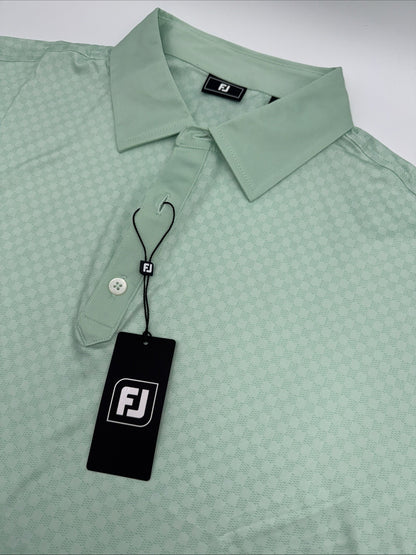 $78 FootJoy Men’s Golf Checker Jaquard Polo Shirt- Pistachio- Size Large-New