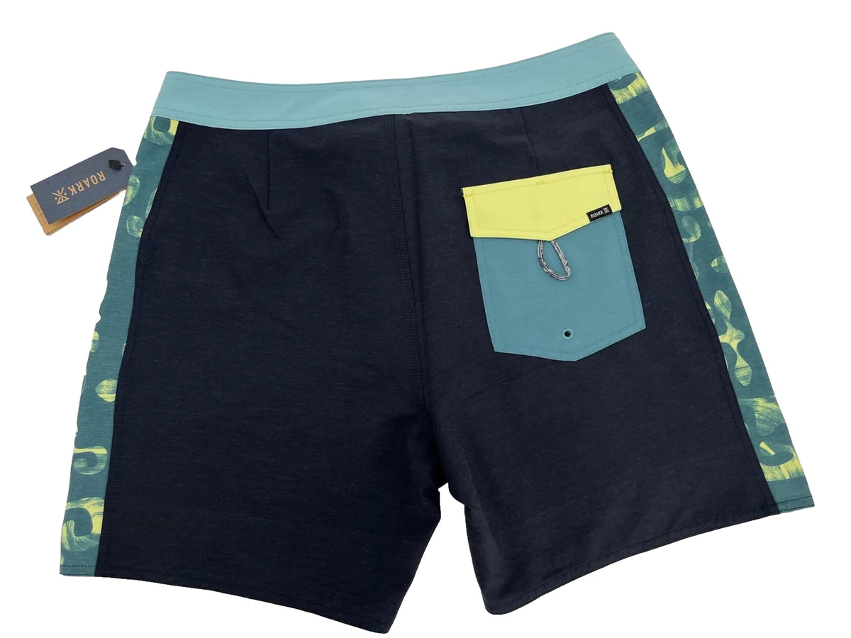 $69 Roark Men’s Passage Panel Batik 17” Boardshorts-D.Navy Black -Size: 33W-New