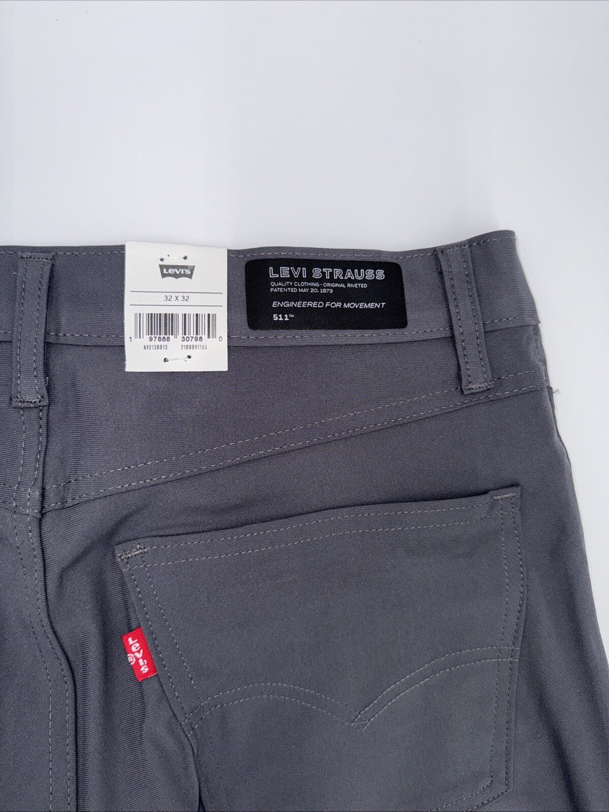 $70 Levi's Men's 511 Slim Tech Pants Stretch A92130010- Grey- 32W 32L - New Tag