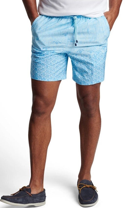 $100 Peter Millar Men’s Tropical Stingray Swim Trunks - Blue- Large- NWT
