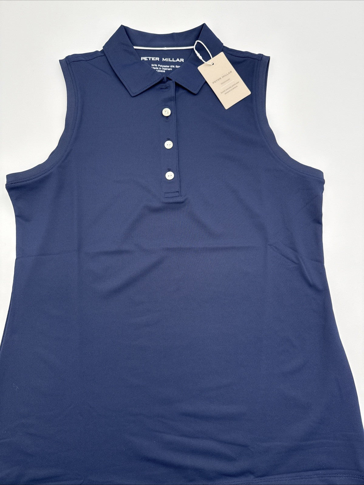 $85 Peter Millar Women’s Sleeveless Banded Polo Shirt - Navy - Medium- New Tag