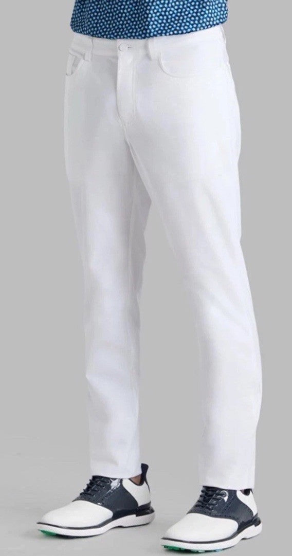 $185 G/FORE Men’s 36 Performance Stretch Tour 5 Pocket Pants-Snow White-34W-New