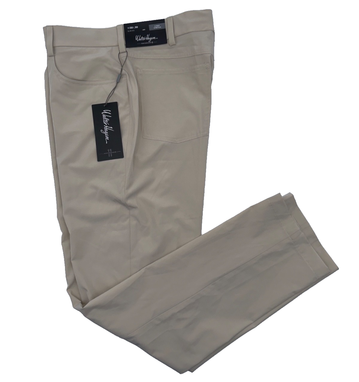 $80 Walter Hagen Men's 5 Pocket Slim Fit Golf Pants - Khaki - 30W x 30L - New