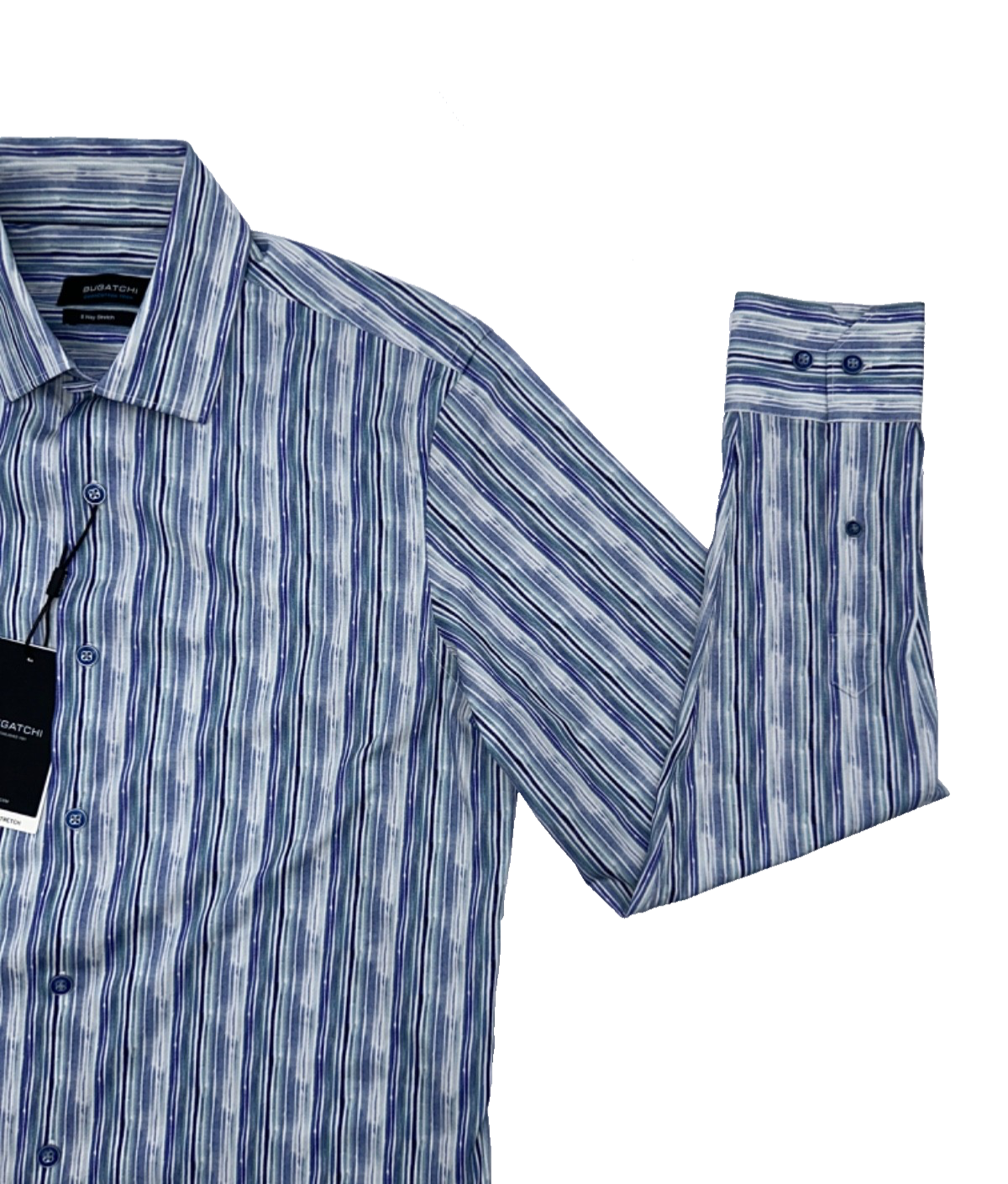 $150 Bugatchi Men's Button Up Shirt - Blue/White - Small - New With Tags