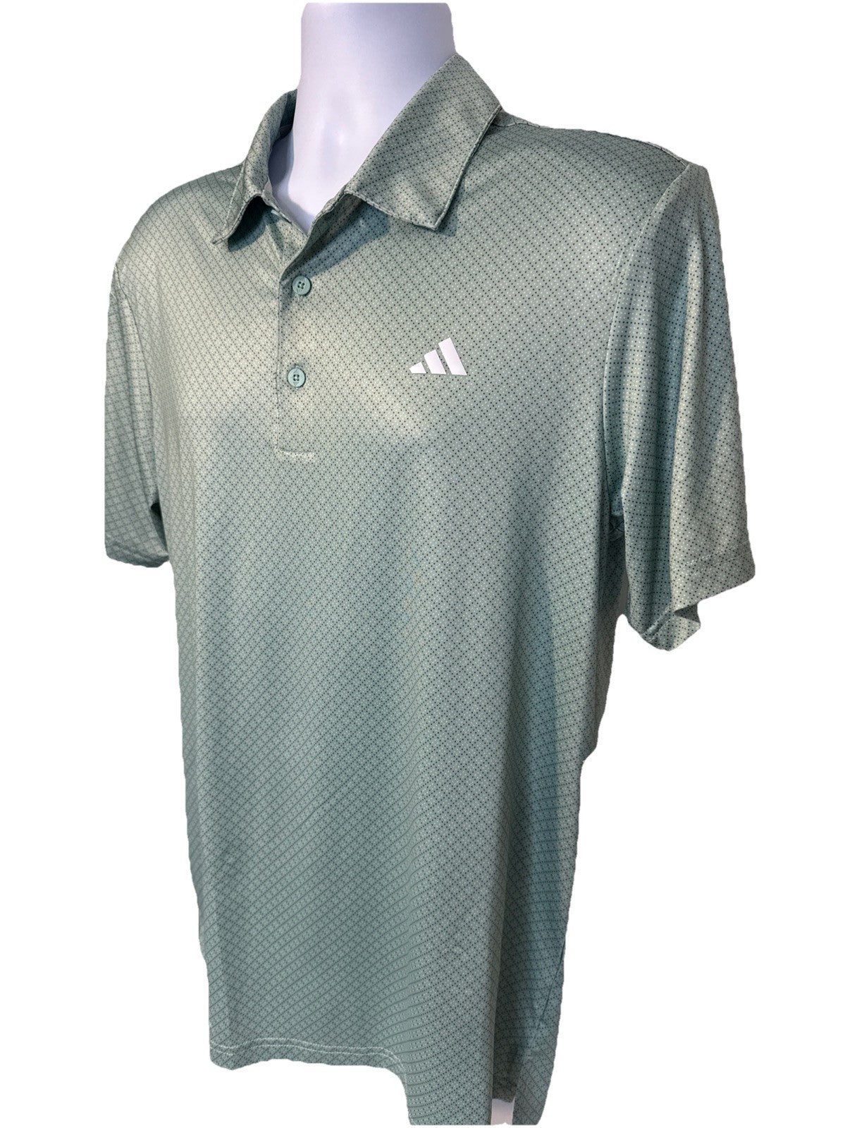 $65 Adidas Men’s Dot Print Golf Polo Shirt UPF 50- Hazy Green - Small -New