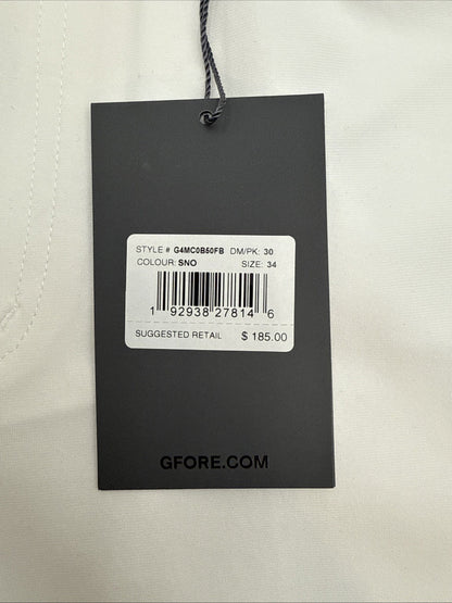 $185 G/FORE Men’s 36 Performance Stretch Tour 5 Pocket Pants-Snow White-34W-New
