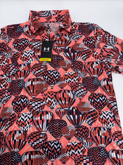 Under Armour Golf Men's Playoff 3.0 Hot Air Balloon Polo Shirt-Redish-Large -New