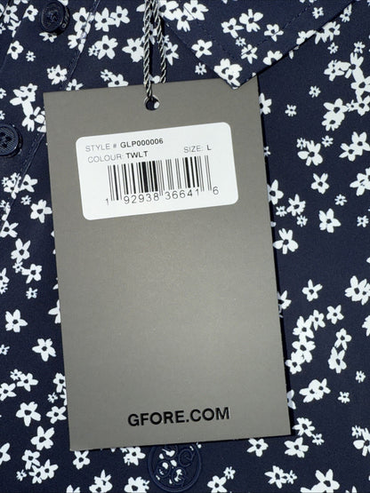 $110 G/Fore Women’s Cherry Blossom Golf Sleeveless Polo -Navy/White-Large- New