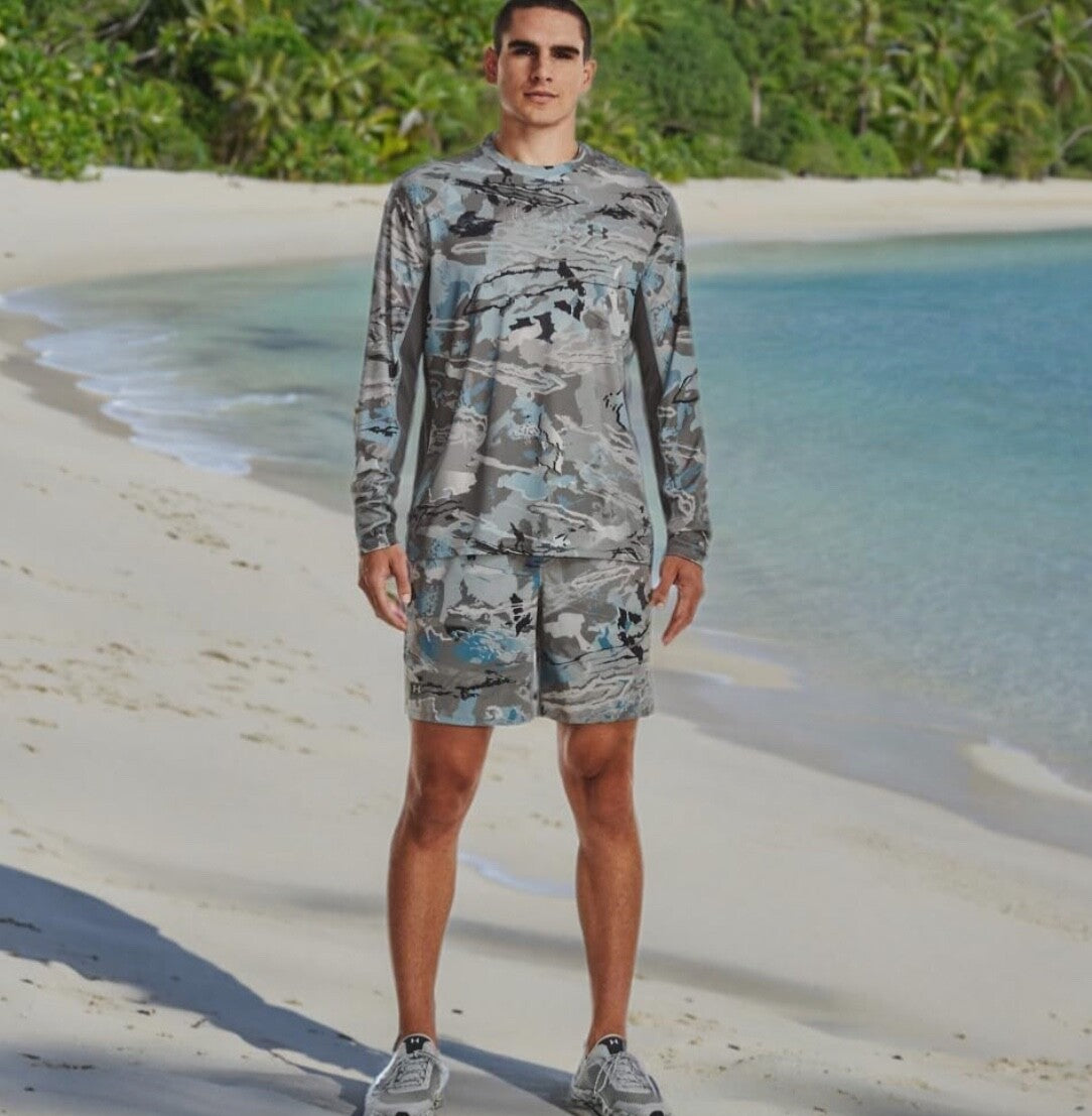 $60 Under Armour Men’s-Shorebreak Boardshort- Blue/Grey Camo- Medium-New Tag