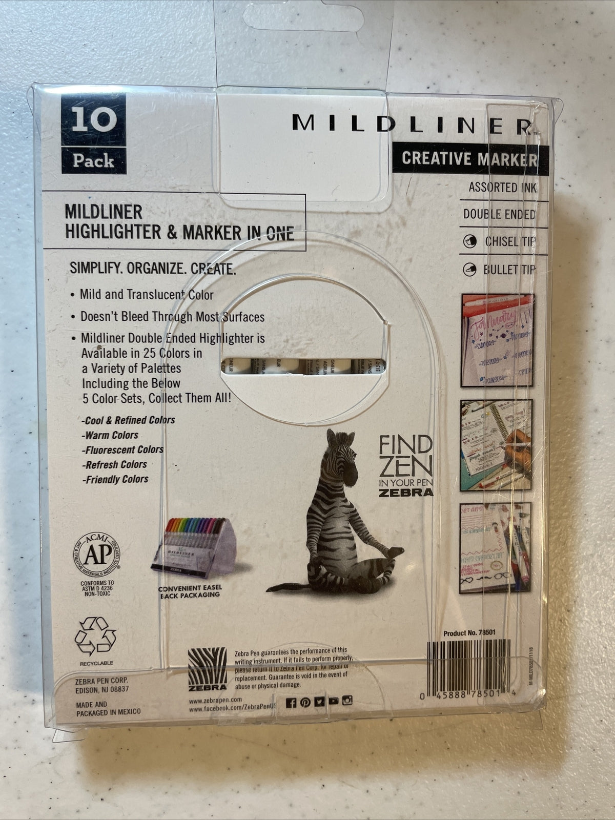 Zebra Pen Lettering Set, Assorted Colors, 10 Count NEW