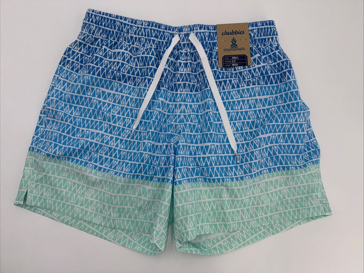 $70 Chubbies The Ocean Trifectas 5.5" Inseam Swim Trunks- Multi -Small -New Tag