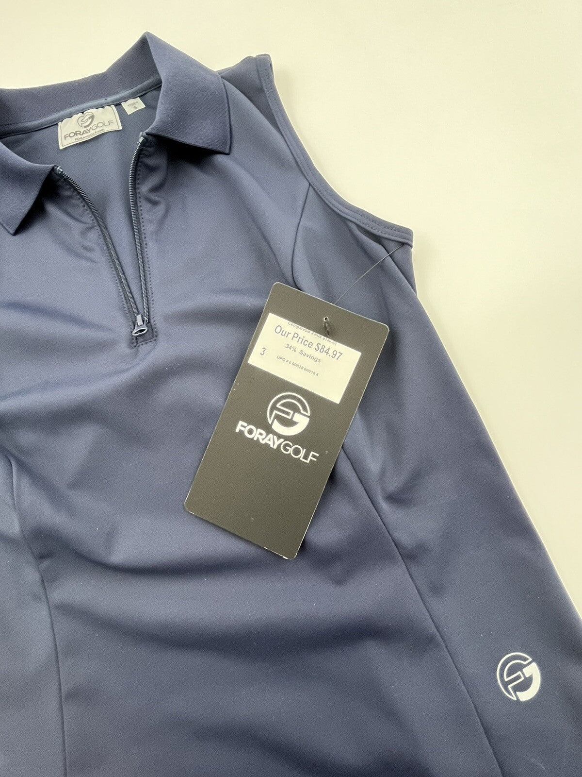 Foray Golf Women’s Zip front sleeveless Polo Shirt-Navy- Small-NEW Tag $130
