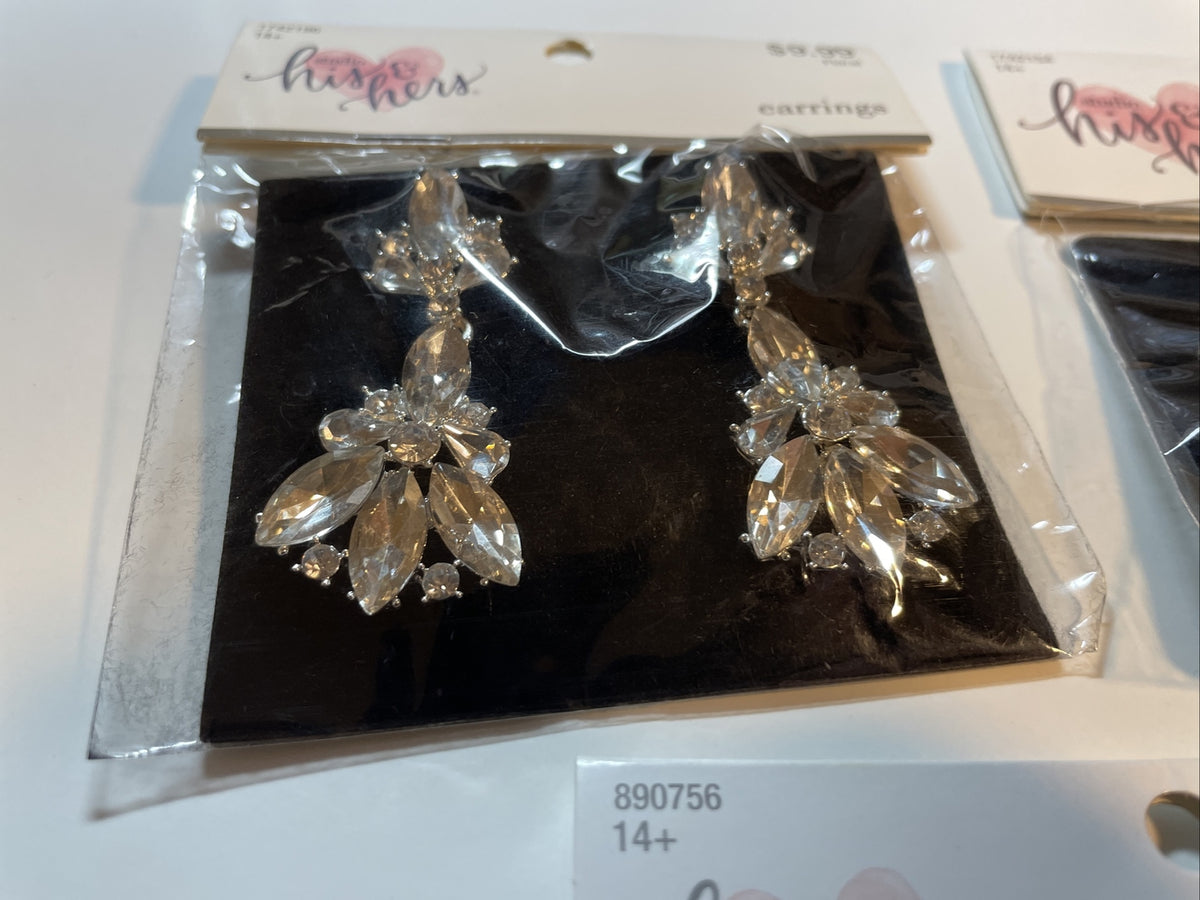 Combo Lot 3 PCs Studio His & Hers WEDDING Set: EARRING - HAIR COMB - Bracelet