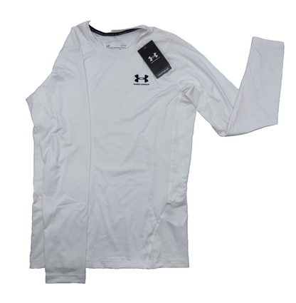 $35 Under Armour Men's HeatGear Long-Sleeve Shirt –White -Large -New With Tags