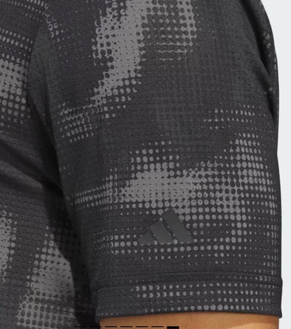 $70 Adidas Men's Golf Ultimate Print UPF 50 Polo- Black/Grey - Medium- New Tags