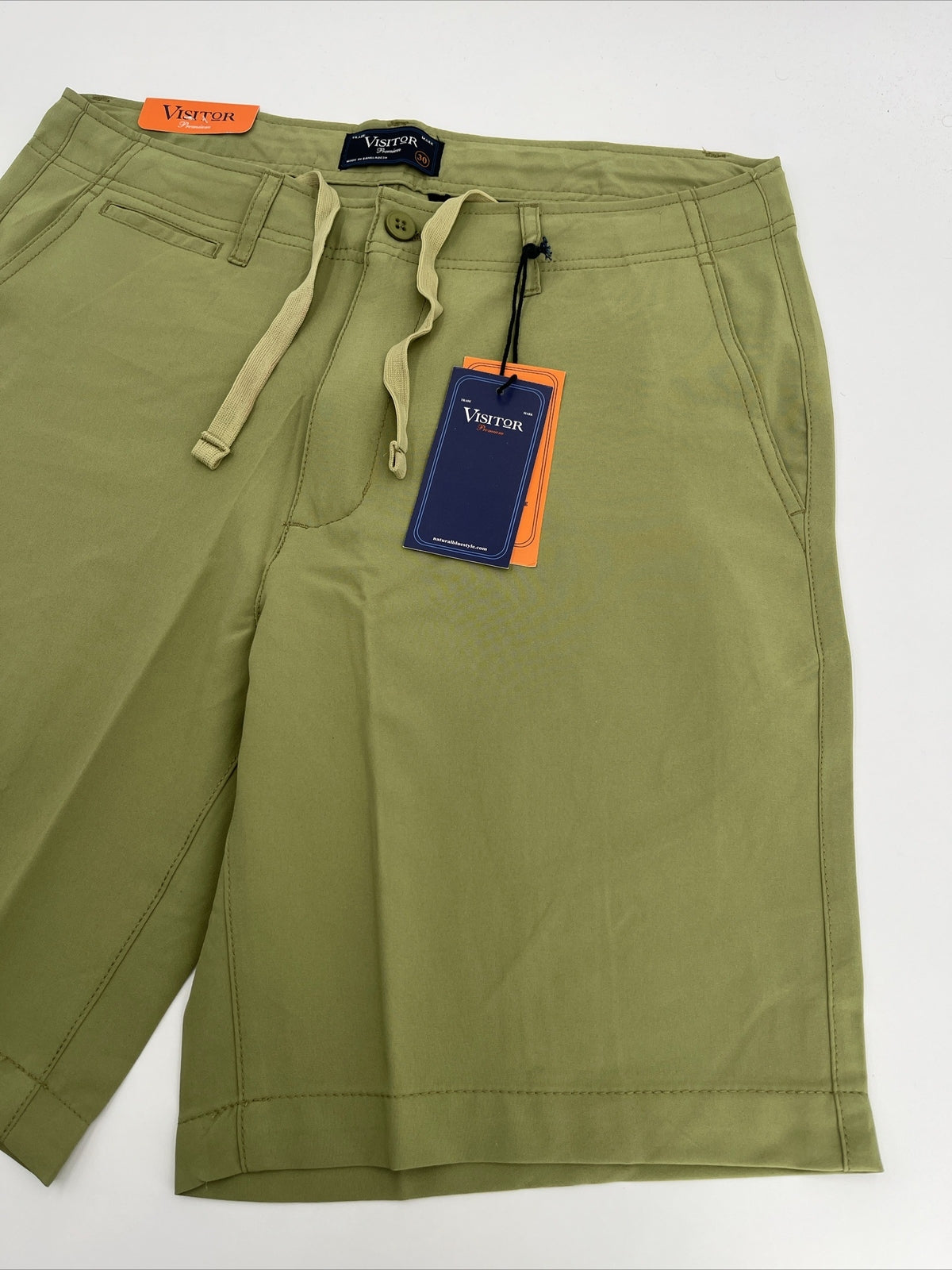 $59 Visitor Men’s Dressy/Casual Micro Light Comfy Shorts -Olive Green-Size: 30”