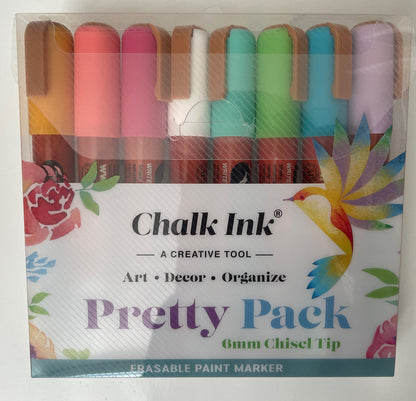 New - Chalk Ink Pretty Pack Markers Set of 8 Erasable Paint Markers 6mm