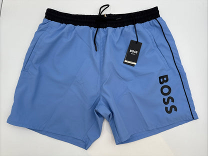$58 Hugo Men’s- Boss/Hugo Men's Sawfish Drawstring Swim Trunks- Blue -Large-New