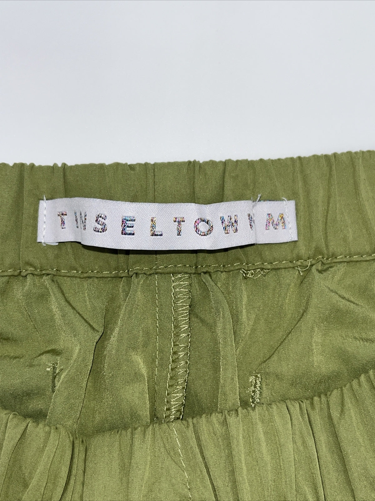 $40 Tinseltown Juniors D-Ring Parachute Pants - Moss Stone Lime - Medium -NWT