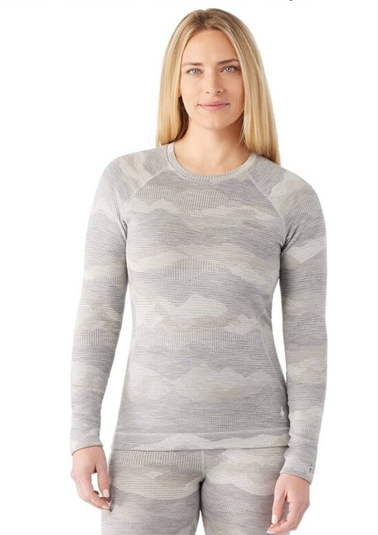 $110 Smartwool Women’s 250 Merino Wool Base Layer Crew Top-Gray Print-XSmall-New