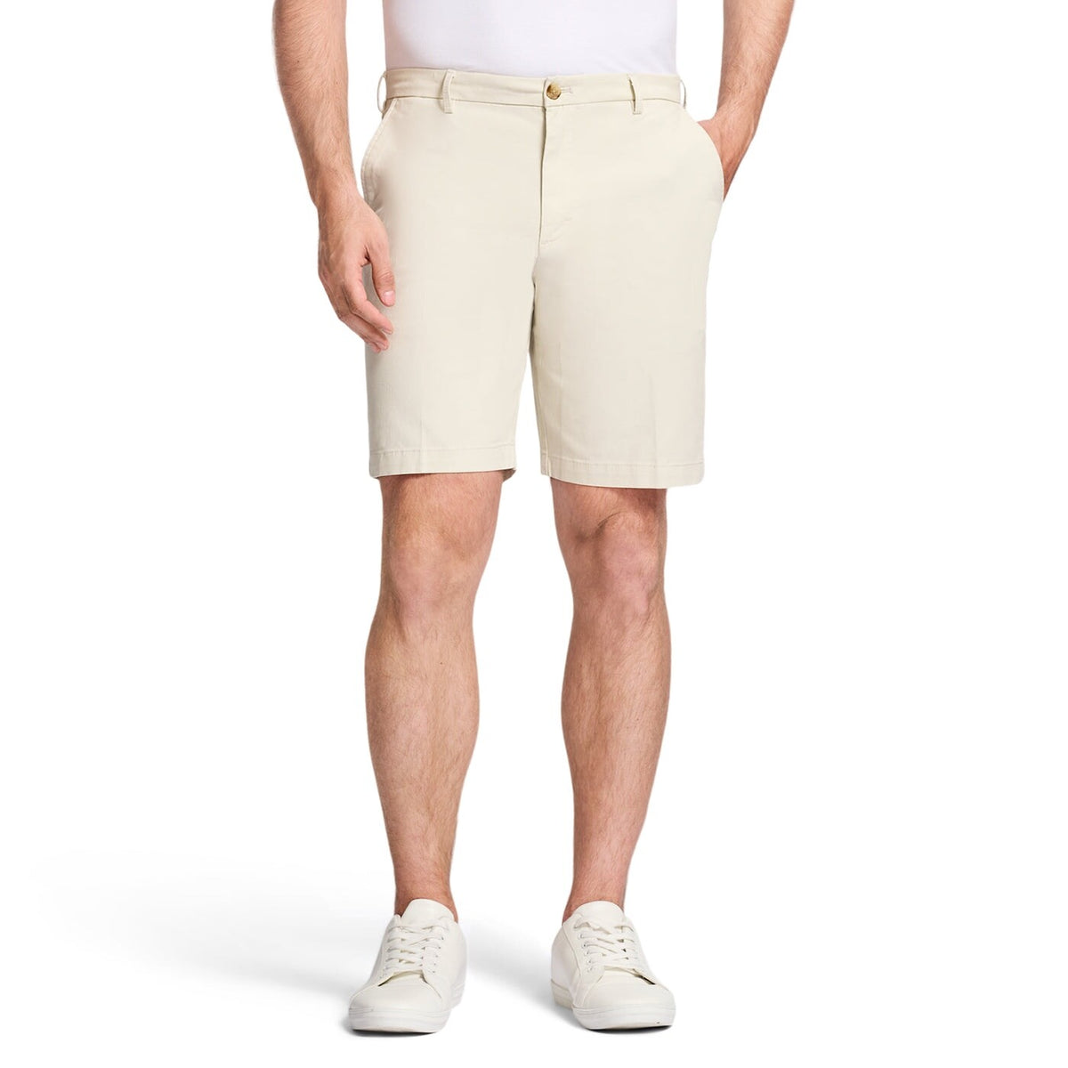 $50 IZOD Men’s Dockside Stretch Shorts 9.5”  - Silver Birch - Size 32 - New