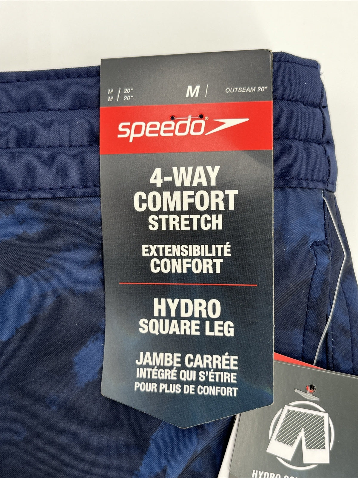$62 Speedo Men’s Bondi 9""  Comfort Stretch Lined Boardshorts-Red Blue-Medium