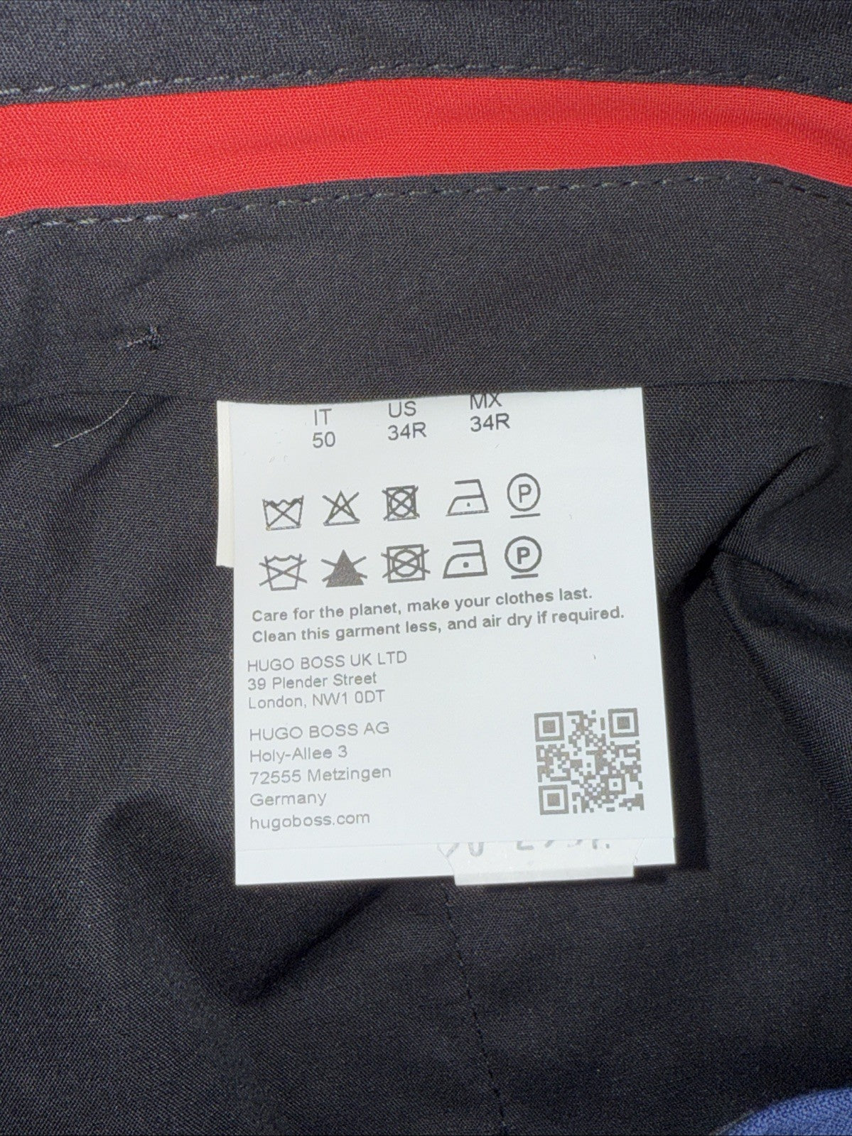 $198 Hugo Boss Men's Slim-Fit Trousers - Open Blue - 34 Regular - New With Tags