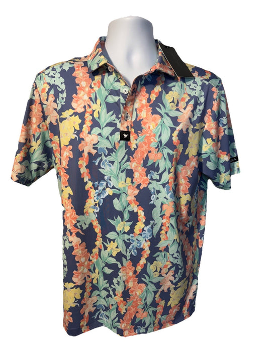 $78 Bad Birdie Men's Core Polo Golf Shirt- Lei'd Multi- Medium- New Tags