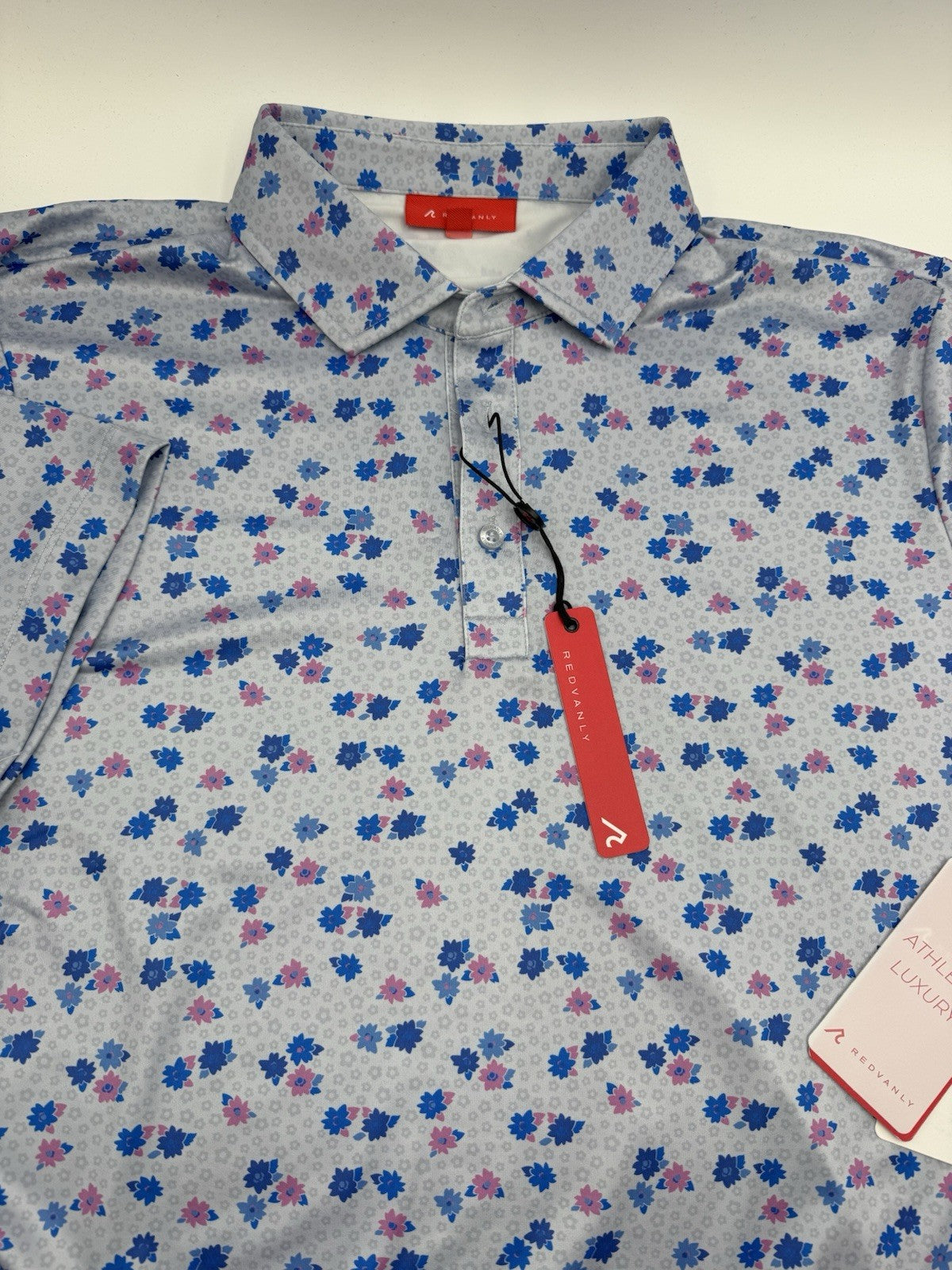 $105 Redvanly Men’s Leone Golf Polo Shirt - Blue Lavender- Large- New Tag