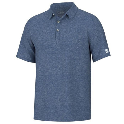 $55 Huk Men’s Pursuit Heather Polo Shirt - Set Sail Marine Blue- Small - New