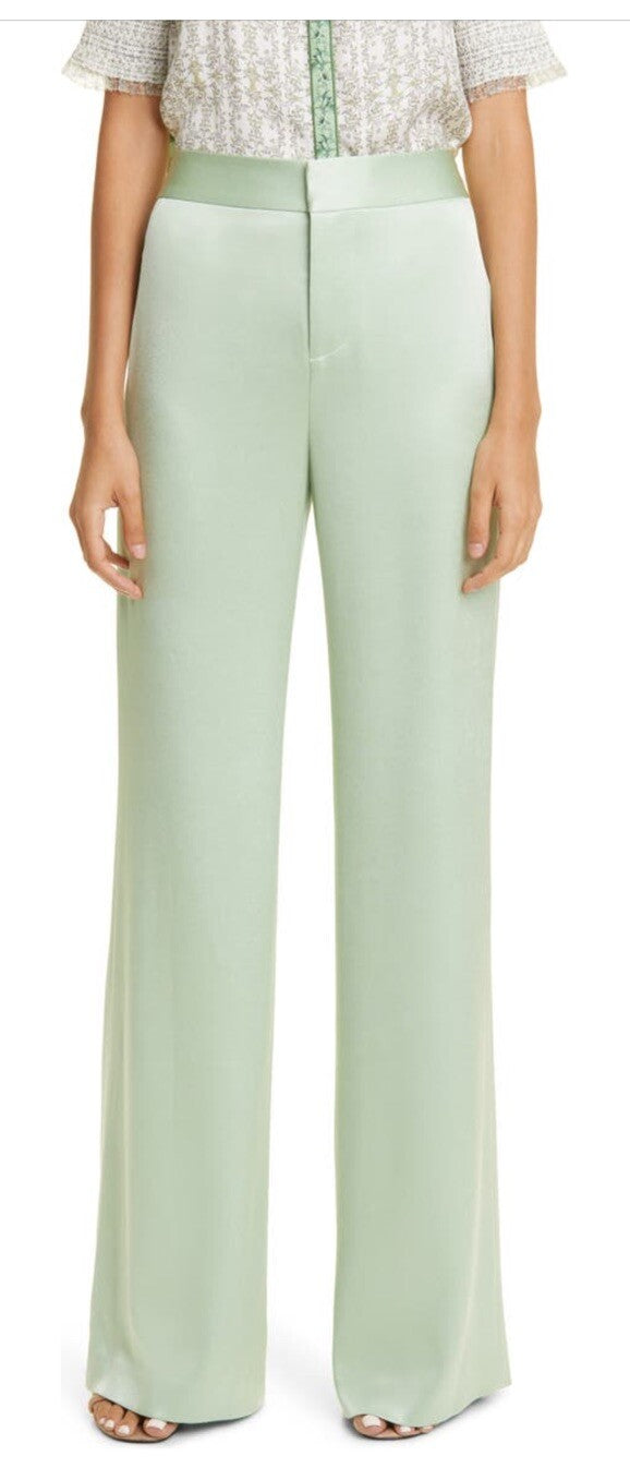 Alice + Olivia Women’s Deanna High-Waist Bootcut Pant-Green Tea-Sz: 2- New $395