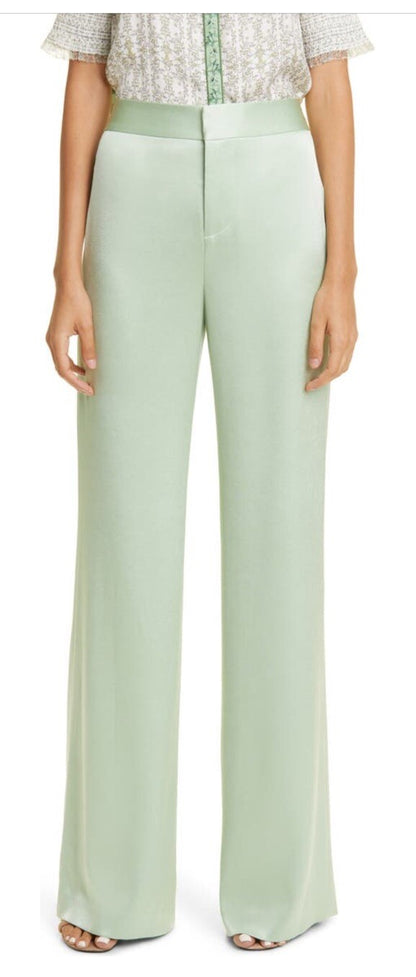 Alice + Olivia Women’s Deanna High-Waist Bootcut Pant-Green Tea-Sz: 2- New $395