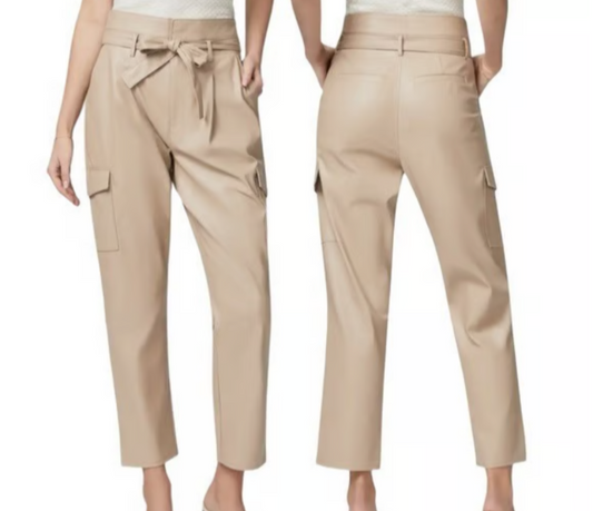 $239 Paige Women’s Tami Faux Leather Pant - Taupe - Size 8 (34W) - New With Tags