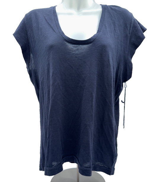 $58 Citizens of Humanity Women’s Cotton Inessa Scoop Neckline Tee - Navy- Medium