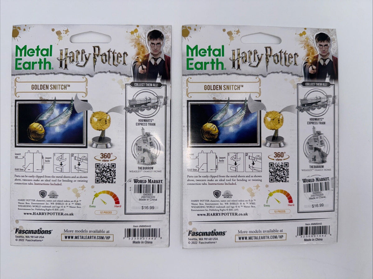 Lot Of 2 x Harry Potter Golden Snitch 3D Steel Model Kit Metal Earth New Sealed