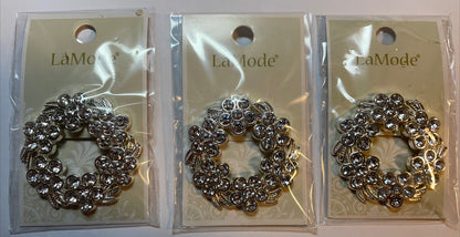 Lot Of 3 Cards La Mode Silver Rhinestones Button 44mm Buttons 400060060- 1 Count