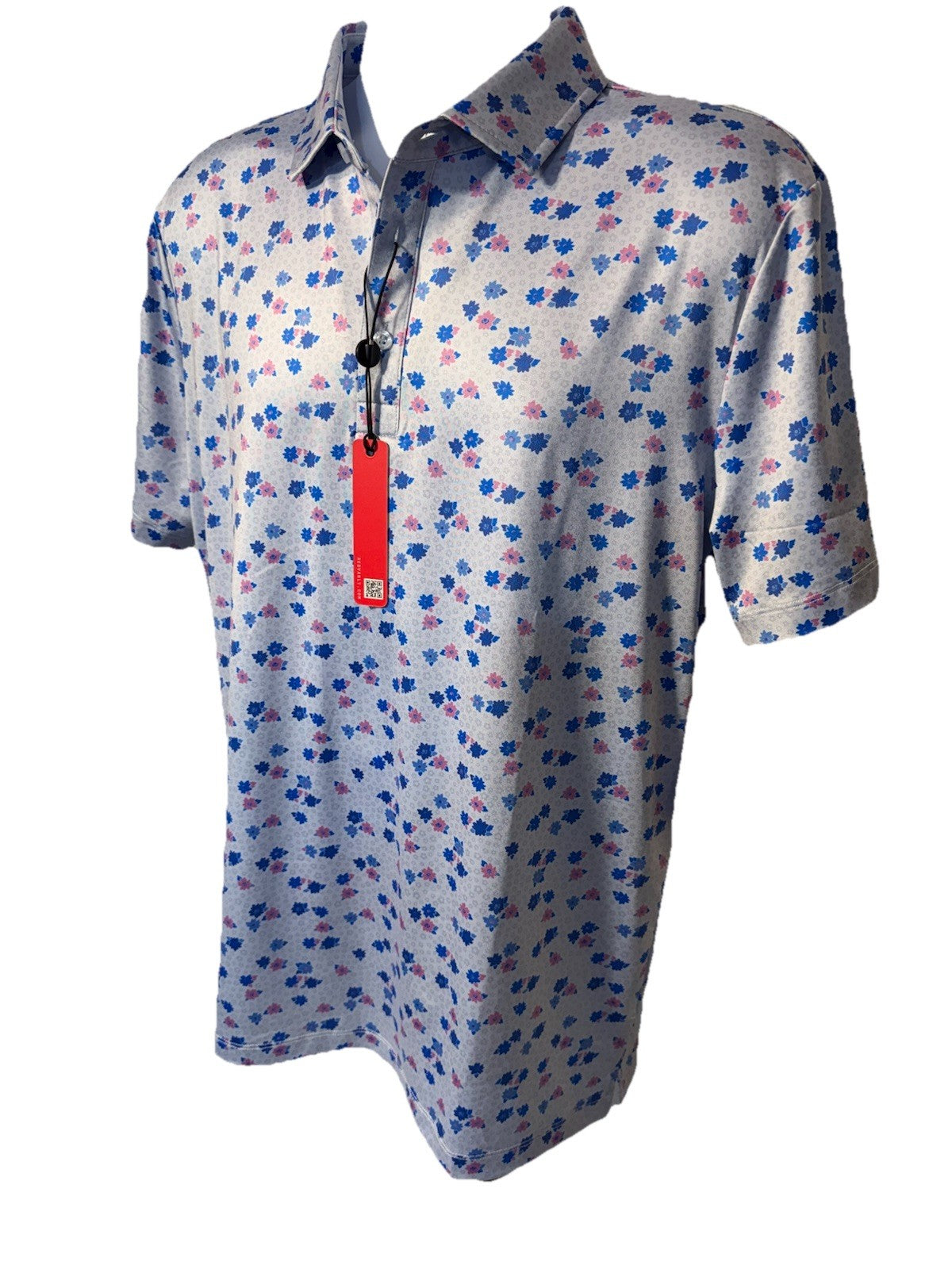 $105 Redvanly Men’s Leone Golf Polo Shirt - Blue Lavender- Large- New Tag