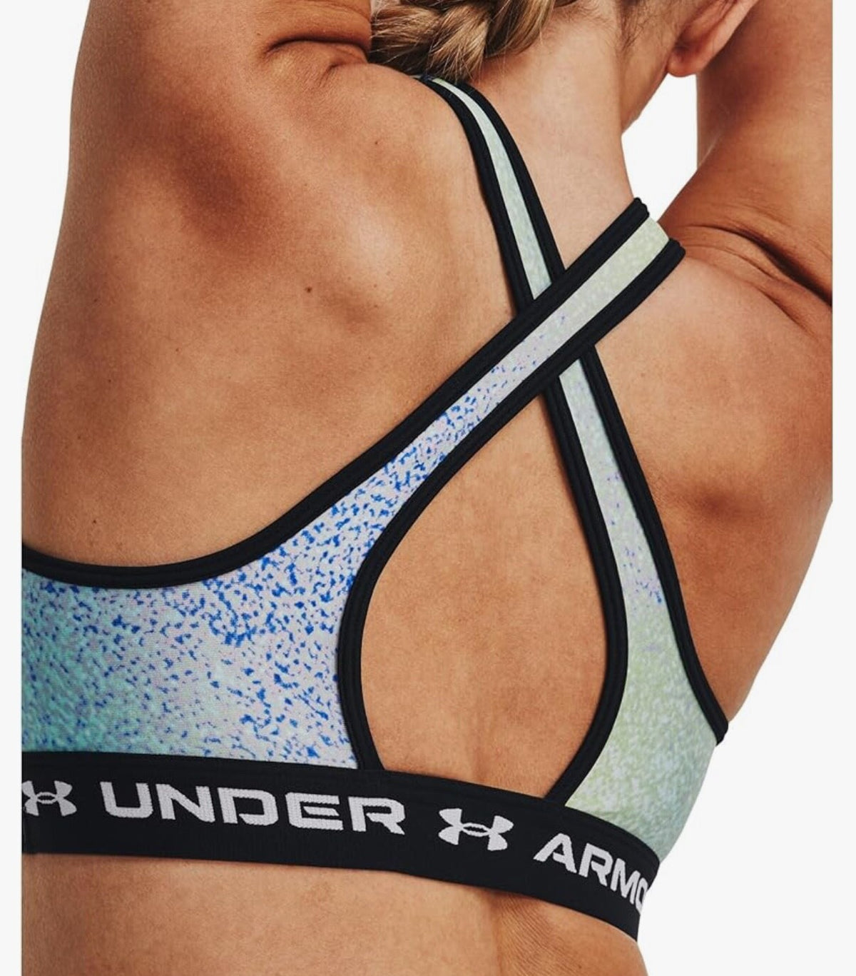 $40 Under Armour Women’s-Mid Crossback Printed Sports Bra-Multicolor-Small-New