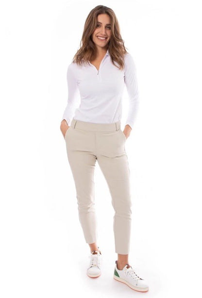 $158 Golftini Ankle Pant Side Stripes Golf Pants- Khaki/White-Medium-New Tags