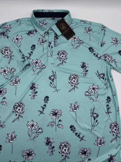 $68 Swannies Men’s Golf Epp Polo Shirt- Aqua/White- XLarge - New With Tags