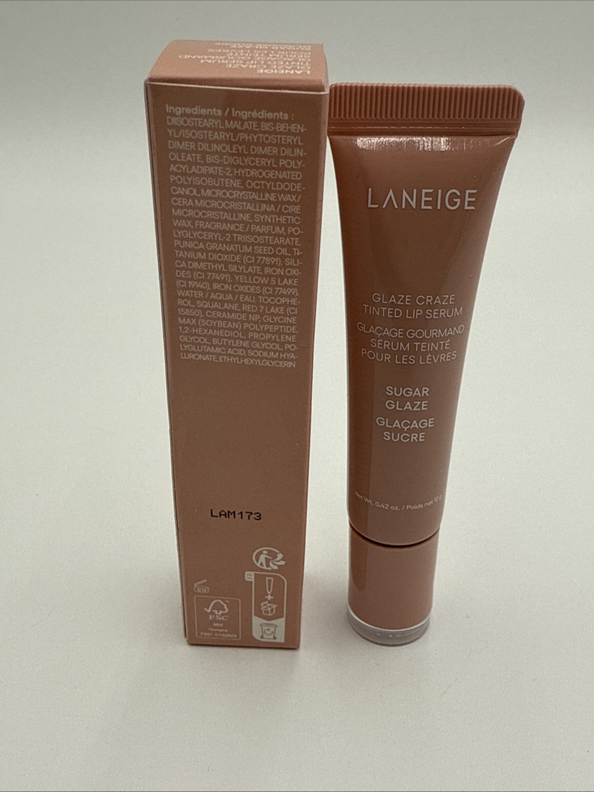 LANEIGE Glaze Craze Tinted Lip Serum SUGAR GLAZE 0.42 oz / 12 g NIB