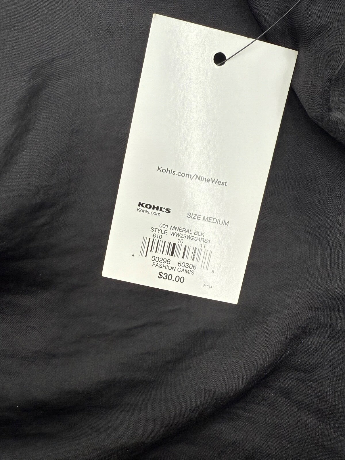 $30 Nine West Women’s-Fashion Cami-Mineral Black-Medium-New With Tags