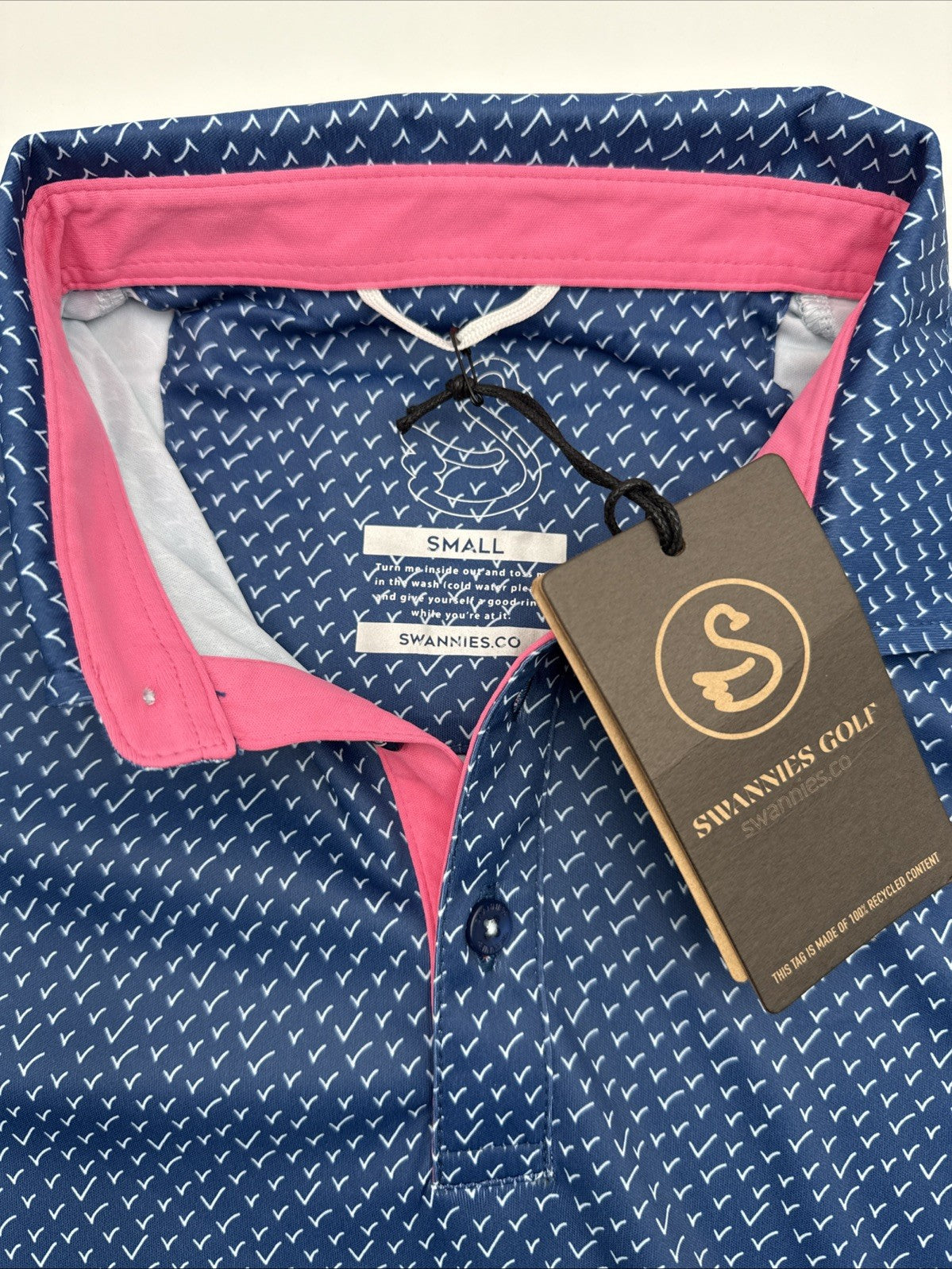 $65 Swannies Men’s Golf Ashton Polo Shirt- Navy Blue - Small- New With Tags
