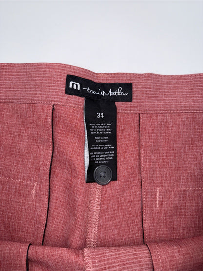 $94 Travis Mathew Men’s Sand Harbor Golf Shorts-Heather Garnet Rose- 34W-New Tag