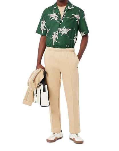 $140 Lacoste Men's S/Sleeve Rene Retro Graphic Print Camp Shirt-Green-Medium
