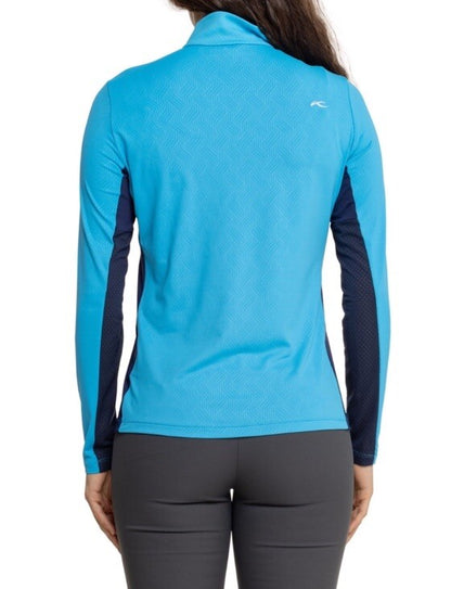 $160 KJUS Women’s Sunshine Comfort 1/4 Zip Golf Pullover UPF 50-Blue-Small-New