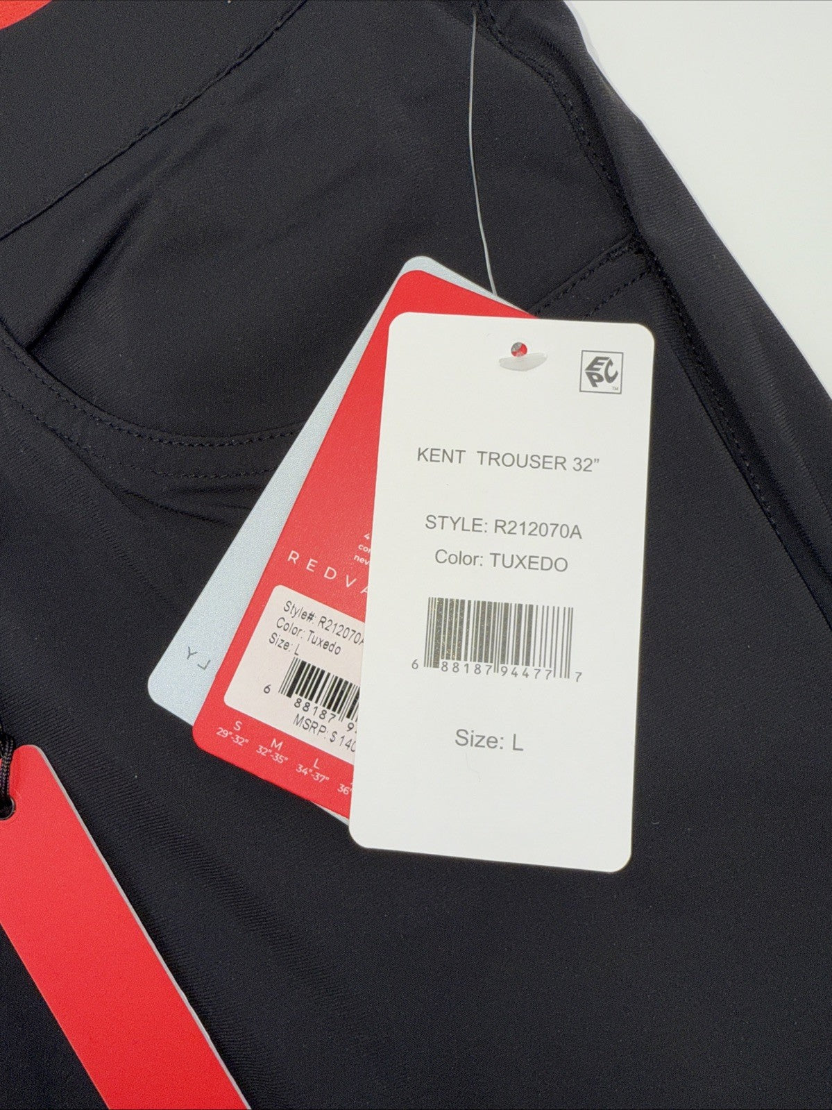 $140 Redvanly Men’s Kent Golf Pants - Black- Large - New With Tags