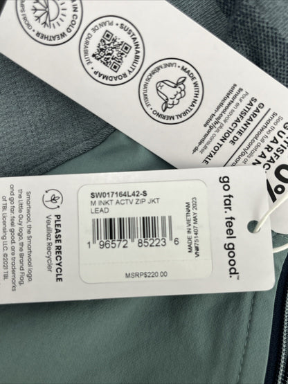 $220 Smartwool Men’s Intraknit Active Full Zip Jacket Merino - Lead Gray- Small